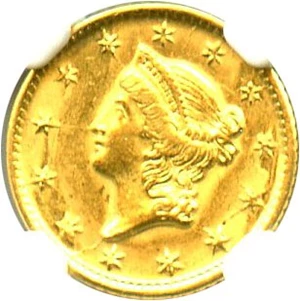 image for: 1849-O G$1 NGC MS61 - Affordable New Orleans Gold Coin