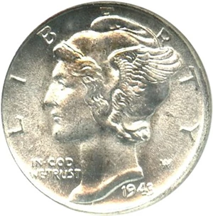image for: 1943-S 10c NGC MS67
