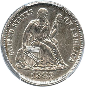 image for: 1883 10c PCGS Genuine, Cleaning AU Details