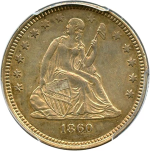 image for: 1860-O 25c PCGS AU53 - Scarce New Orleans Mint - No Reserve!