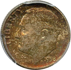 image for: 1958-D 10c PCGS MS66 - Colorful Toning