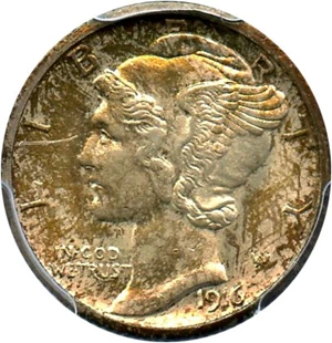 image for: 1916-S Mercury 10c PCGS MS64