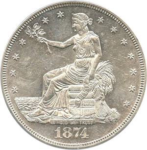 image for: 1874-CC Trade$ PCGS AU58 - Carson City Trade Dollar
