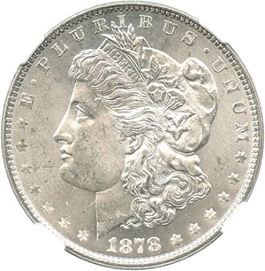 image for: 1878 7/8TF $1 NGC MS64 (Strong, VAM-41C, 7/4TF, Clash)