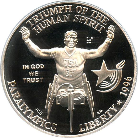 image for: 1996-P Paralympics Wheelchair $1 PCGS Proof 69 DCAM - No Reserve!