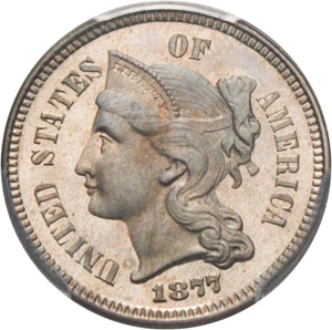 image for: 1877 3cN PCGS Proof 66 - Scarce Proof Only Issue