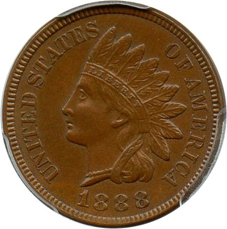 image for: 1888 1c PCGS MS62 BN