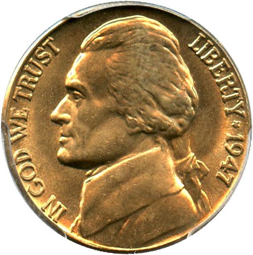 image for: 1947-D 5c PCGS MS65