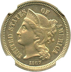 image for: 1867 3cN NGC Proof 65 - No Reserve!