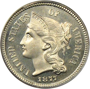 image for: 1877 3cN PCGS/CAC Proof 64 OGH - Key Proof Only Issue