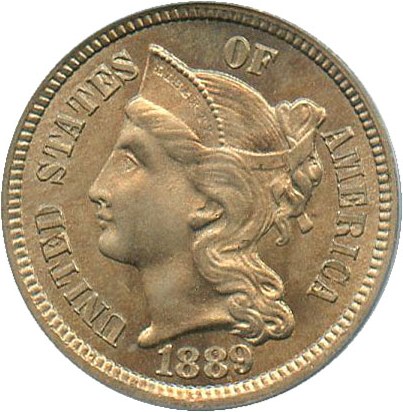 image for: 1889 3cN PCGS/CAC MS66 - Scarce Low Mintage Gem