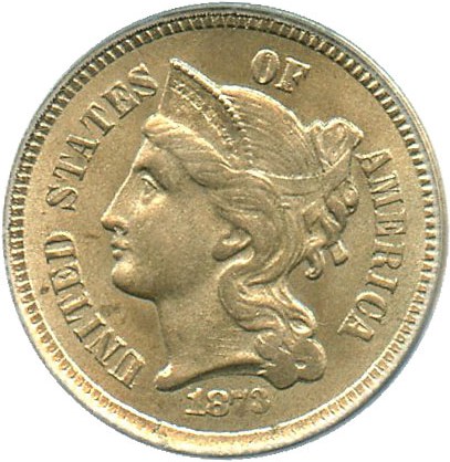 image for: 1873 3CN PCGS MS64 (Open 3)