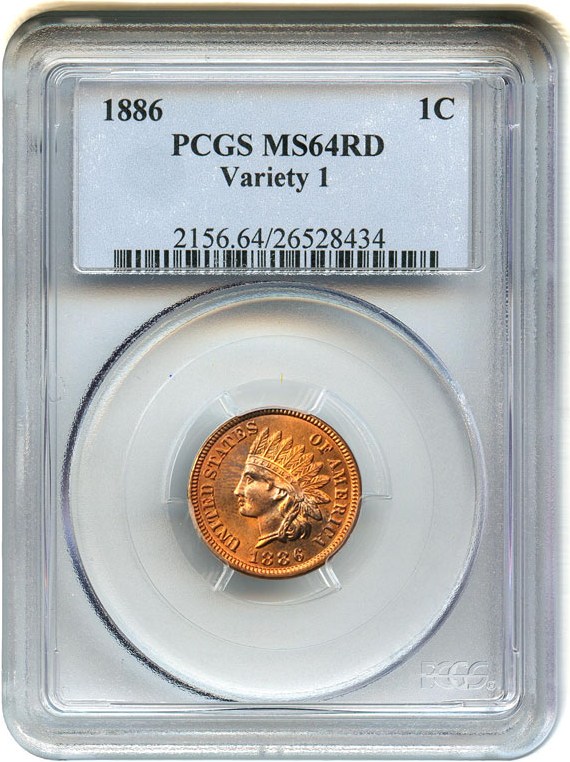 image for: 1886 1c PCGS MS64 RD (Type 1) - No Reserve!