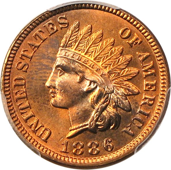 image for: 1886 1c PCGS MS64 RD (Type 1) - No Reserve!