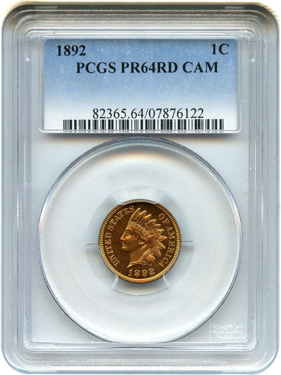 image for: 1892 1c PCGS Proof 64 RD CAM