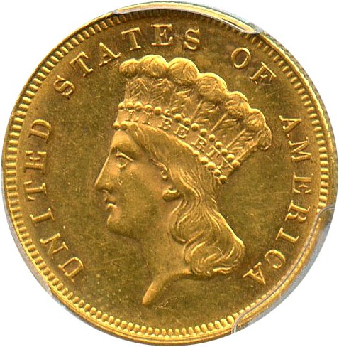 image for: 1883 $3 PCGS MS62 - Low Mintage Three Dollar Gold - Only 900 Struck!