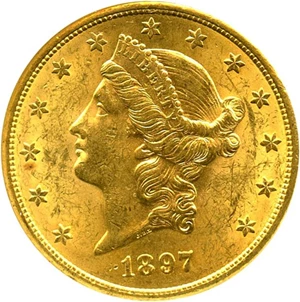 image for: 1897-S $20 NGC MS61