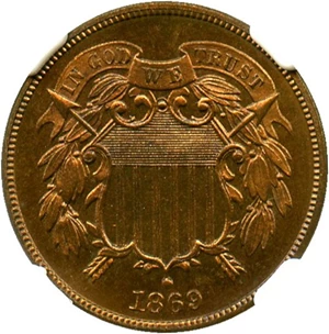 image for: 1869 2c NGC/CAC Proof 65 RB