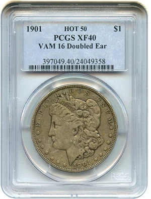 image for: 1901 $1 PCGS XF40 (VAM 15, Doubled Ear) Hot 50 VAM