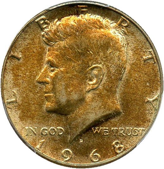 image for: 1968-D 50c PCGS MS65 - Colorful Toning
