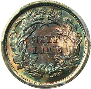 image for: 1873 H10c PCGS MS67 - Amazing Colorful Toning