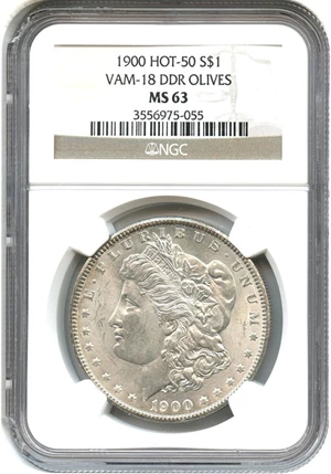 image for: 1900 $1 NGC MS63 (VAM 18, Doubled Die Reverse, Olives) Hot 50 VAM