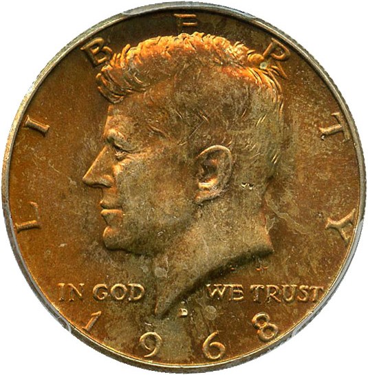 image for: 1968-D 50c PCGS MS65 - Colorful Toning