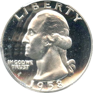 image for: 1958 25c PCGS Proof 65 Cameo