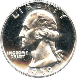 image for: 1959 25c PCGS Proof 67 Cameo