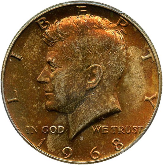 image for: 1968-D 50c PCGS MS65 - Colorful Toning