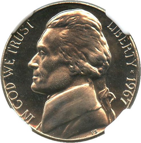image for: 1967 5c NGC MS67 Cameo (Special Mint Set)