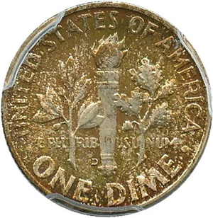 image for: 1958-D 10c PCGS MS66+ Colorful Toning
