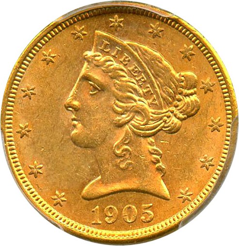 image for: 1905-S $5 PCGS MS62
