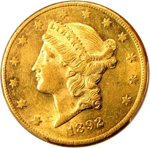 image for: 1892-CC $20 PCGS AU58 - Popular Carson City Gold Coin