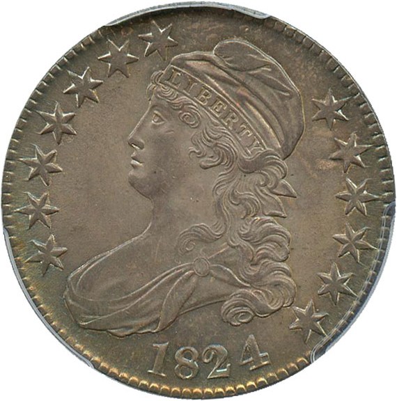 image for: 1824/4 50c PCGS MS64 (Overton 110) Beautiful Toning