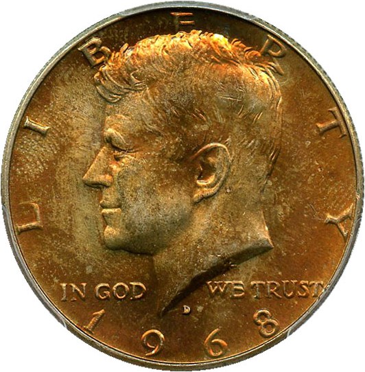 image for: 1968-D 50c PCGS MS65 - Colorful Toning