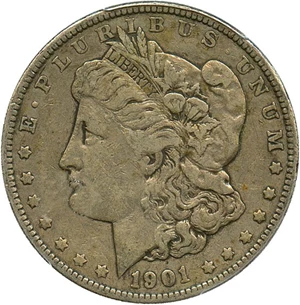 image for: 1901 $1 PCGS XF40 (VAM 15, Doubled Ear) Hot 50 VAM