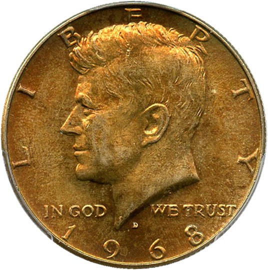 image for: 1968-D 50c PCGS MS64 - Colorful Toning
