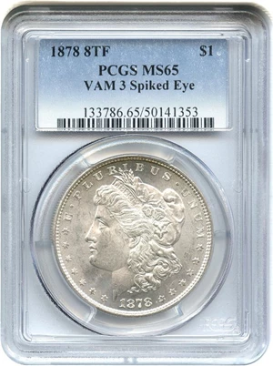 image for: 1878 8TF $1 PCGS MS65 (VAM 3, Spiked Eye)