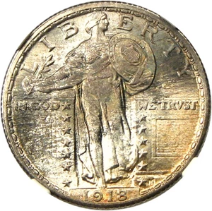 image for: 1918 25c NGC/CAC MS66 FH - Razor Sharp Strike