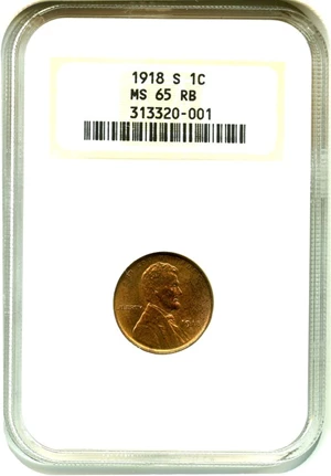 image for: 1918-S 1c NGC MS65 RB