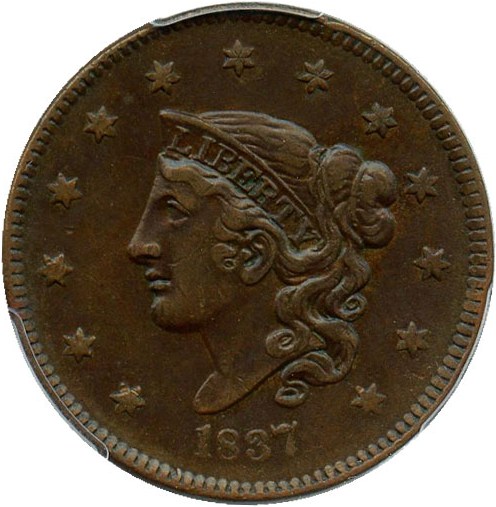 image for: 1837 1c PCGS XF45 (Small Letters) - No Reserve!