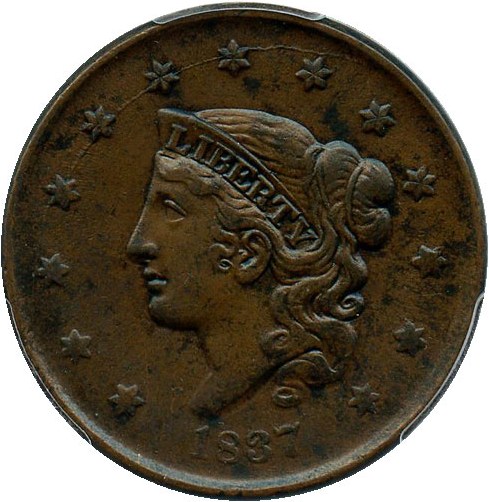 image for: 1837 1c PCGS AU53 (Small Letters) - No Reserve!