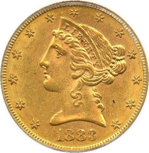 image for: 1883-S $5 PCGS/CAC MS61