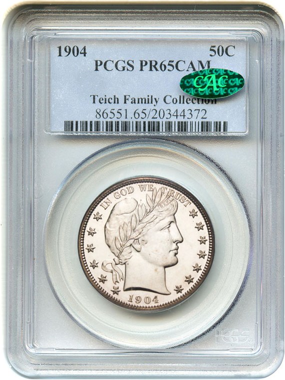 image for: 1904 50c PCGS/CAC Proof 65 Cameo