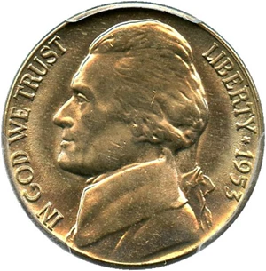 image for: 1953-D 5c PCGS MS64