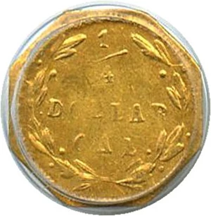 image for: Cal Gold: 1871 25c PCGS AU53 (BG-767)