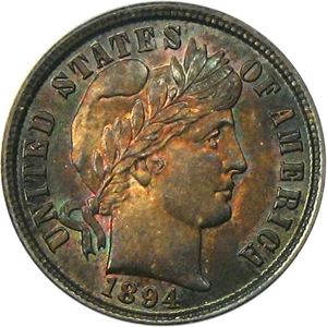 image for: 1894 10c PCGS/CAC MS64 - Colorful Toning