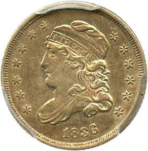 image for: 1836 H10c PCGS AU55 (Large 5C)
