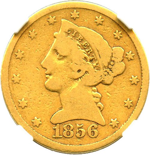 image for: 1856-S $5 NGC/CAC VG-8 - No Reserve!
